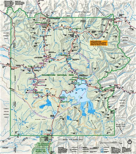 yellowstone national park map detailed view